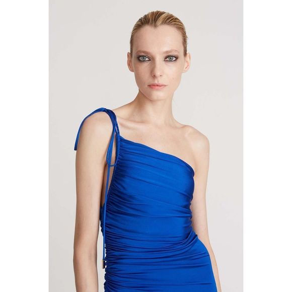 HALSTON ANJELICA ONE SHOULDER JERSEY GOWN - Picture 2 of 10